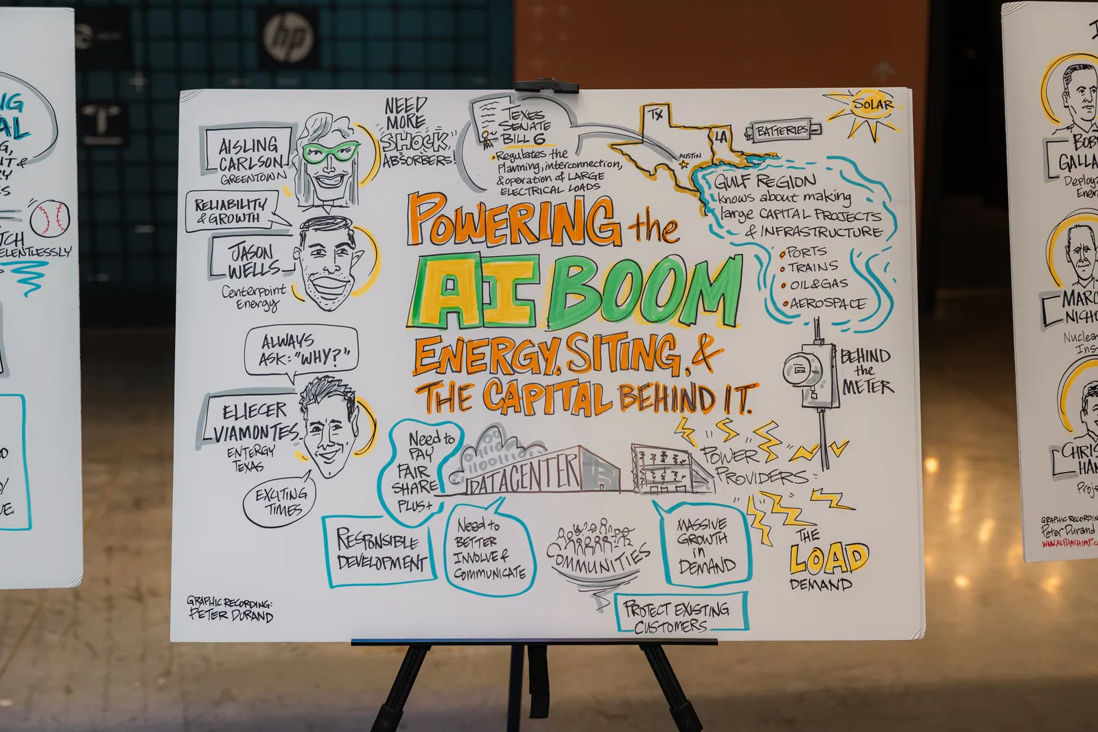 Live graphic recording of the Powering the AI Boom panel at Houston Climatetech Summit 2026