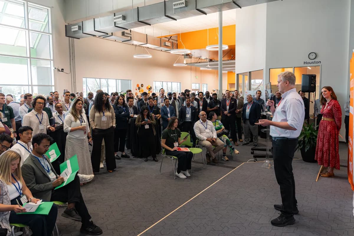 Attendees gather for a session at the Open House