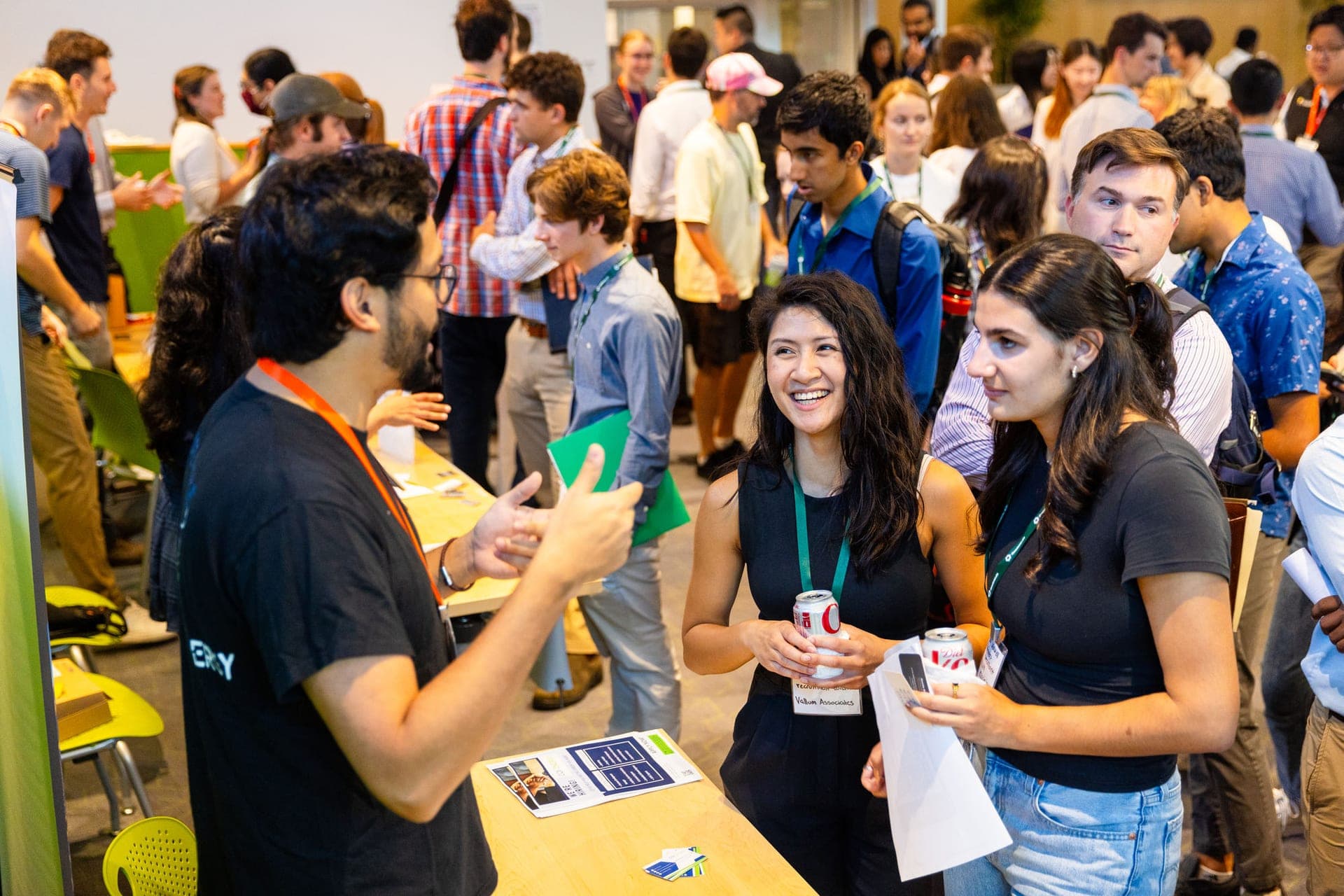 Founders and partners connecting at a Greentown Labs networking event